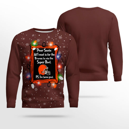 Dear Santa All I Want Is For The Browns To Win Ugly Christmas Sweater – Moonbestprint