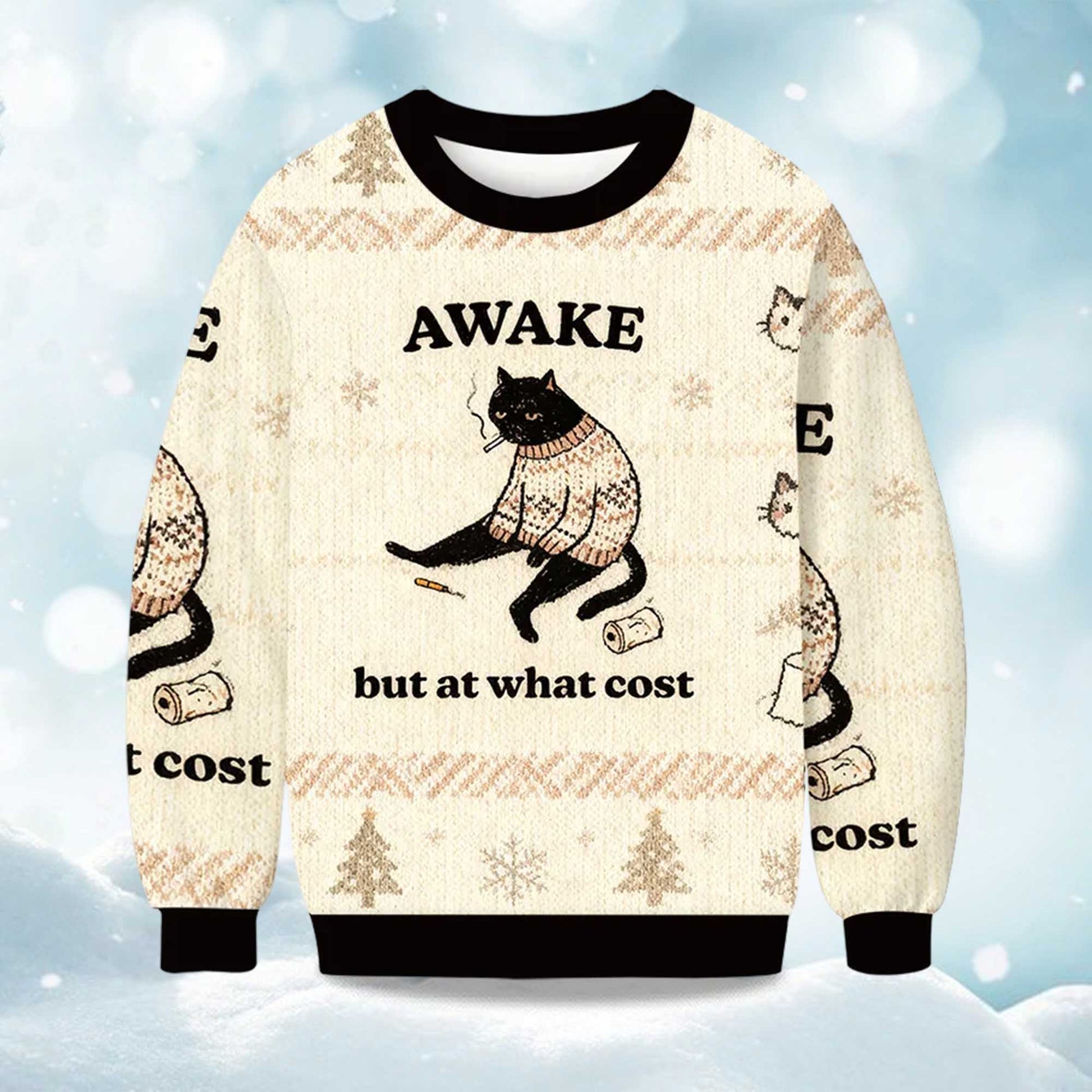 2026 Decadent Smoking Cat Christmas Ugly Sweater Moonbestprint