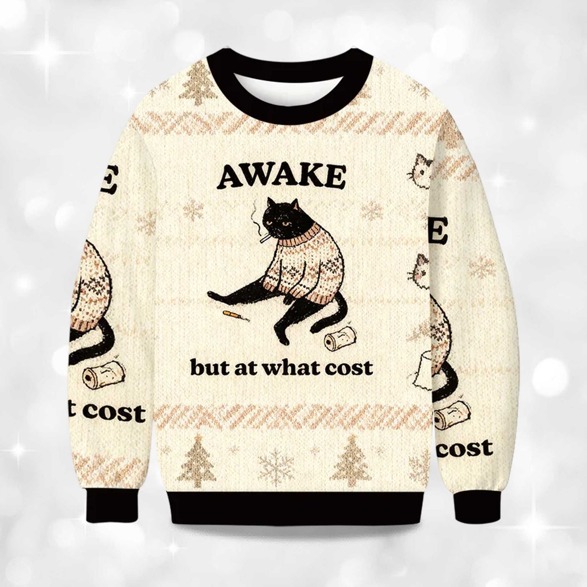 2026 Decadent Smoking Cat Christmas Ugly Sweater Moonbestprint