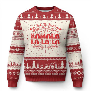 Deck The Halls With Female Leaders Kamala La La La Ugly Christmas Sweater - Moonbestprint