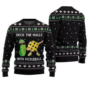 Deck The Halls With Pickleball Ugly Christmas Sweater - Moonbestprint
