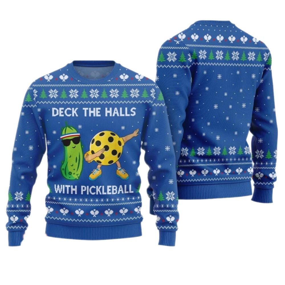 Deck The Halls With Pickleball Ugly Xmas Sweater - Moonbestprint