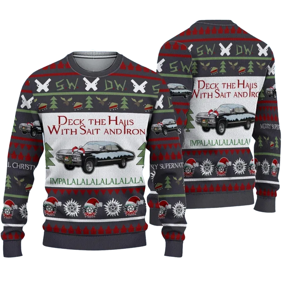Deck The Halls With Salt and Iron Impalalalalalalalala Ugly Christmas Sweater 2025 – Moonbestprint
