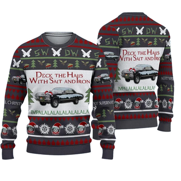Deck The Halls With Salt and Iron Impalalalalalalalala Ugly Christmas Sweater 2025 – Moonbestprint