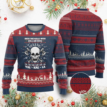 Deck The Halls With Skulls And Bodies Ugly Christmas Sweater - Moonbestprint