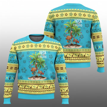 Deck The Palms Holiday Flamingo Beach Family Vacation In Hawaii Ugly Sweater 2026 Christmas - Moonbestprint