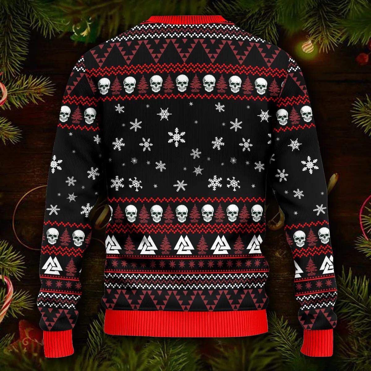 Deck Valhalla With Skulls Of Glory Viking Ugly Christmas Sweater Moonbestprint