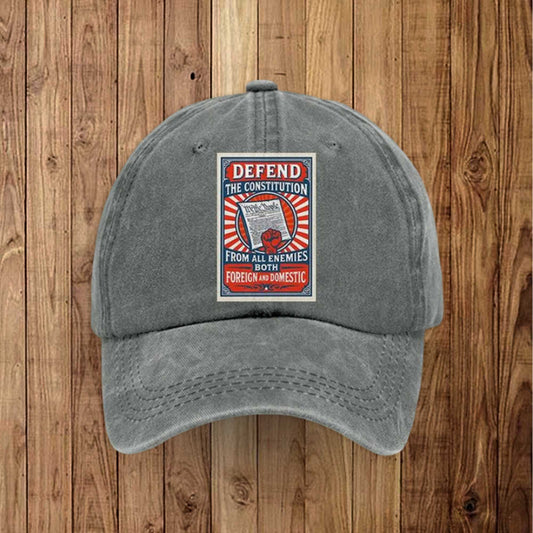 Defend The Constitution From All Enemies Both Foreign And Domestic Hat -Moonbestprint