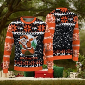 Denver Broncos Christmas Santa Claus Ugly Christmas Sweater, NFL Chritsmas Sweater Moonbestprint
