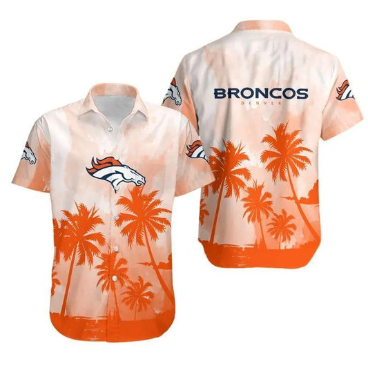 Denver Broncos Coconut Trees Nfl Gift For Fan Hawaiian Graphic Print Short Sleeve Hawaiian Shirt, NFL Hawaiian Shirt Moonbestprint
