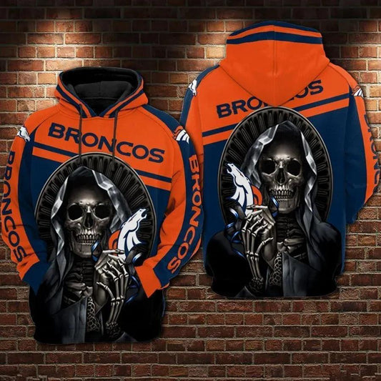 Denver Broncos Death Skull 3D Hoodie, NFL Hoodie Moonbestprint