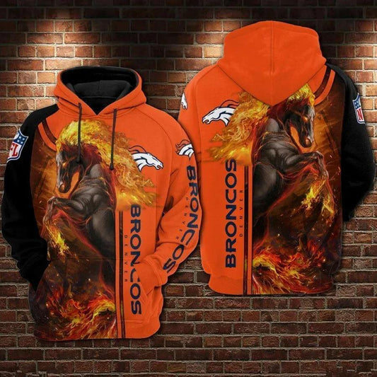 Denver Broncos Fire Hoodie, NFL Hoodie Moonbestprint