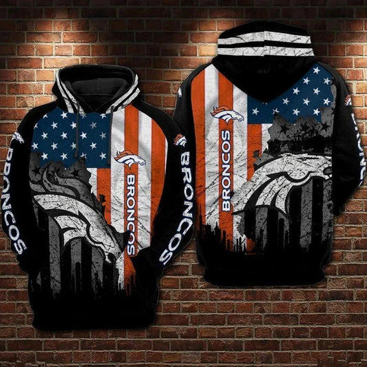 Denver Broncos Flag 3D Hoodie, NFL Hoodie Moonbestprint
