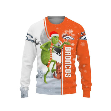 Denver Broncos Grinch & Scooby–Doo Ugly Christmas Sweater, NFL Christmas Sweater Moonbestprint
