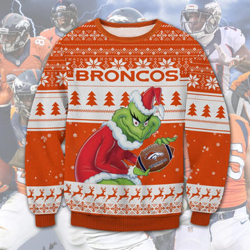 Denver Broncos Grinch Stolen Ugly Christmas Sweater, NFL Christmas Sweater Moonbestprint
