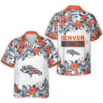 Denver Broncos Logo With Floral Tropical Pattern Hawaiian Shirt – Moonbestprint