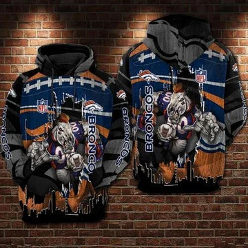 Denver Broncos Mascot 3D Hoodie, NFL Hoodie Moonbestprint