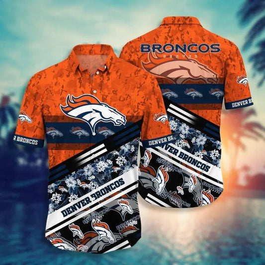 Denver Broncos NFL Camouflage Pattern Hawaiian Shirt, NFL Hawaiian Shirt Moonbestprint