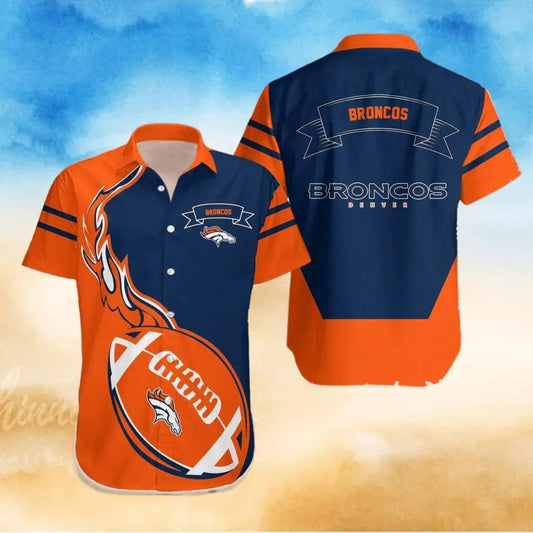 Denver Broncos NFL Flame Ball Hawaiian Shirt, NFL Hawaiian Shirt Moonbestprint