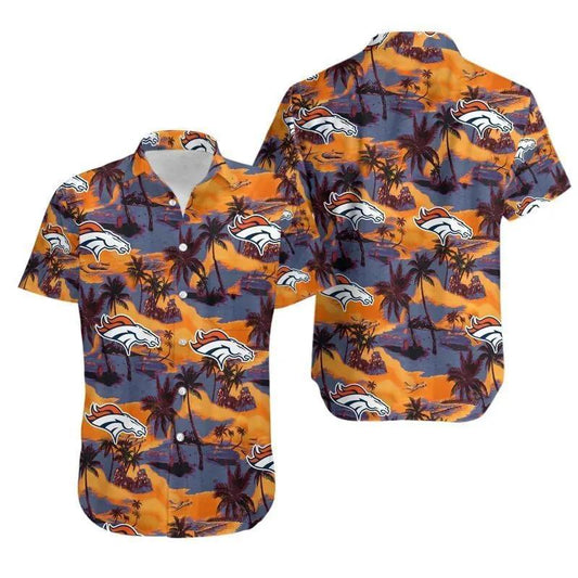 Denver Broncos NFL Logo Pattern Hawaiian Shirt, NFL Hawaiian Shirt Moonbestprint