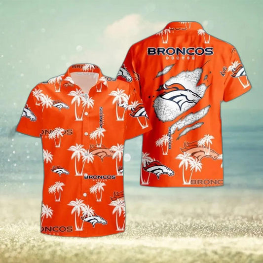 Denver Broncos NFL Palm Tree Pattern Hawaiian Shirt, NFL Hawaiian Shirt Moonbestprint