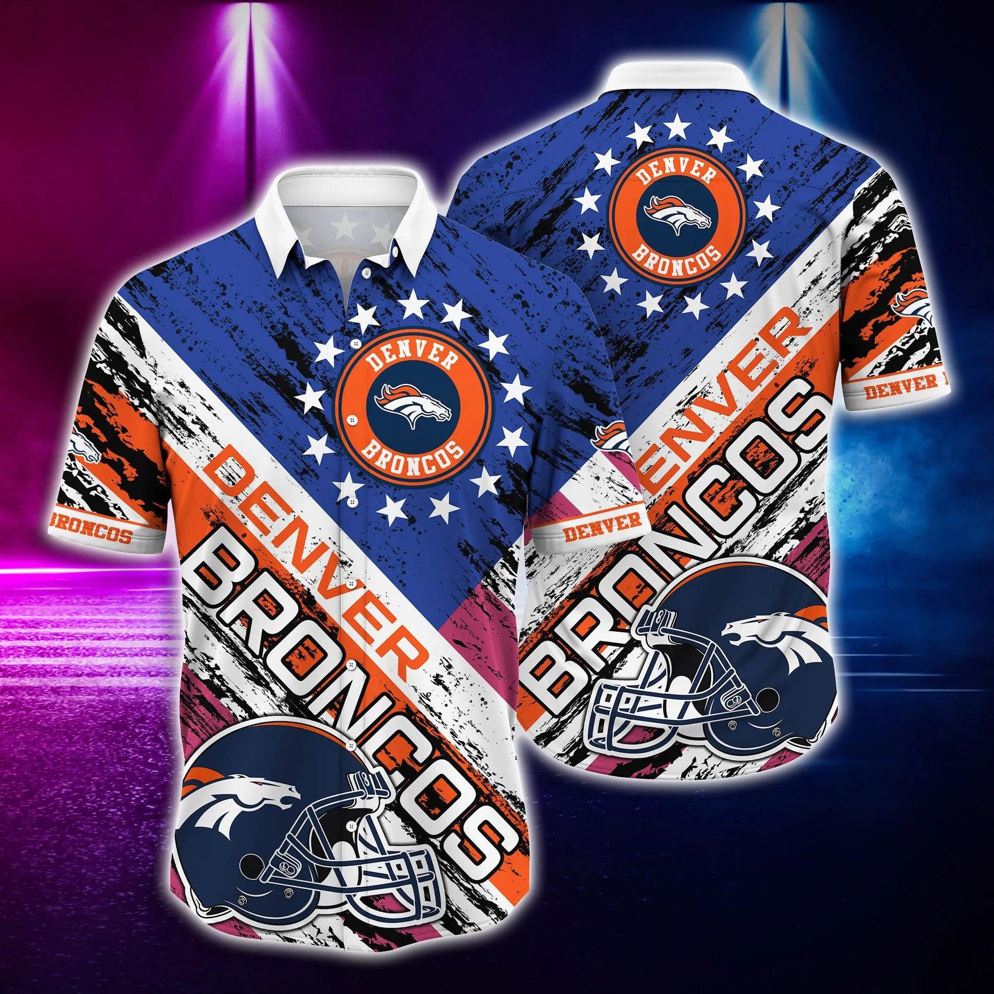 Denver Broncos NFL US Flag Pattern Hawaiian Shirt, NFL Hawaiian Shirt Moonbestprint