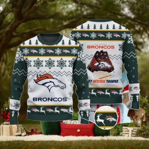 Denver Broncos NFL Ugly Christmas Sweater, NFL Chritsmas Sweater Moonbestprint