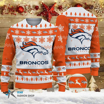 Denver Broncos NFL Ugly Christmas Sweater, NFL Christmas Sweater Moonbestprint