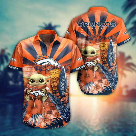 Denver Broncos Nfl Baby Yoda Hawaiian Sas Style Summer Trending For Men Women, NFL Hawaiian Shirt Moonbestprint