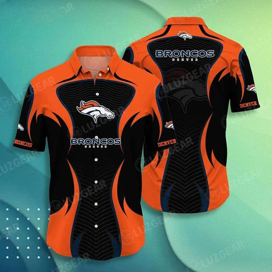 Denver Broncos Nfl Hawaii Beach Shirt Summer Short Sleeve Button Down Hawaiian Shirt, NFL Hawaiian Shirt Moonbestprint