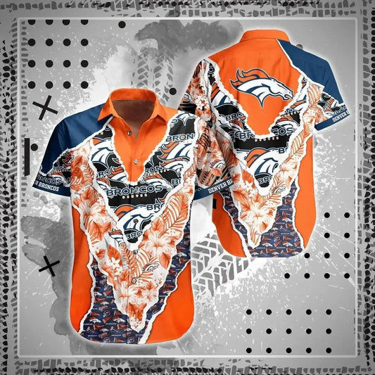 Denver Broncos Nfl Hawaii Shirt And Short Graphic Floral Pattern This Summer Meaningful Gifts For Fans, NFL Hawaiian Shirt Moonbestprint