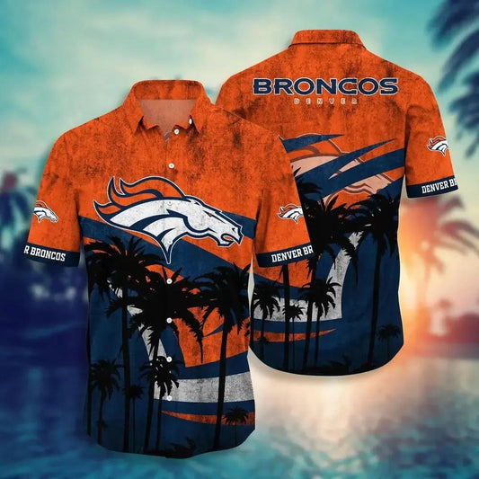 Denver Broncos Nfl Hawaii Shirt And Short Graphic Tropical Pattern Short Sleeve Hot Summer, NFL Hawaiian Shirt Moonbestprint