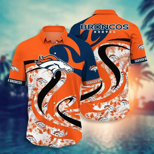 Denver Broncos Nfl Hawaii Shirt And Short Tropical Pattern Graphic This Summer Gift For Fan Nfl, NFL Hawaiian Shirt Moonbestprint