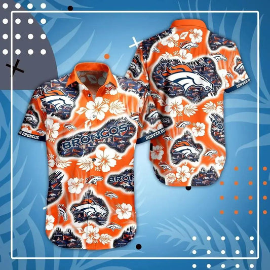 Denver Broncos Nfl Hawaii Shirt Graphic Floral Printed This Summer Beach Shirt For Best Fans, NFL Hawaiian Shirt Moonbestprint