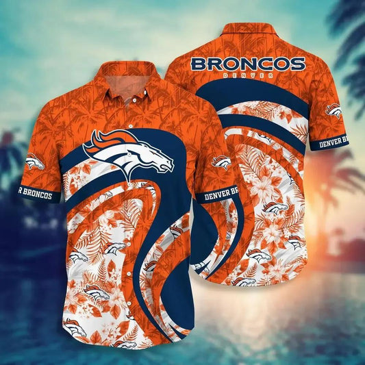 Denver Broncos Nfl Hawaii Shirt Graphic Floral Tropical Pattern This Summer For Fan, NFL Hawaiian Shirt Moonbestprint