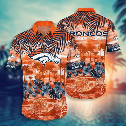 Denver Broncos Nfl Hawaiian Sas Style Tropical Pattern Graphic Hot Trending Summer For Awesome Fans, NFL Hawaiian Shirt Moonbestprint