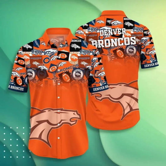 Denver Broncos Nfl Hawaiian Sas Trends Summer Short Sleeve Button Down Shirt For Sports Fans, NFL Hawaiian Shirt Moonbestprint