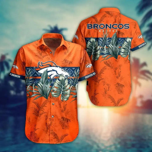 Denver Broncos Nfl Hawaiian Sas Tropical Pattern Graphic Gift For Fan Nfl, NFL Hawaiian Shirt Moonbestprint