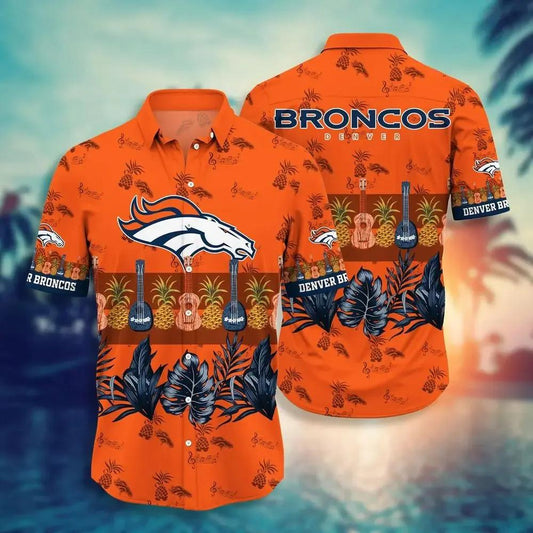 Denver Broncos Nfl Hawaiian Sas Tropical Pattern Graphic Trends Summer Gift For Fan Nfl, NFL Hawaiian Shirt Moonbestprint