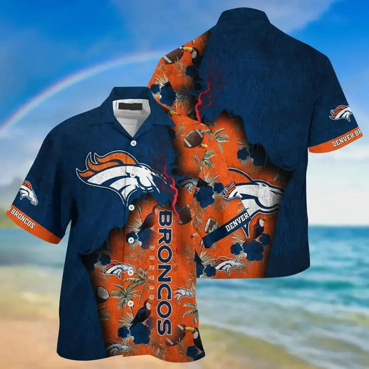 Denver Broncos Nfl Hawaiian Sas Tropical Print Sumer Best Gift For Fans, NFL Hawaiian Shirt Moonbestprint
