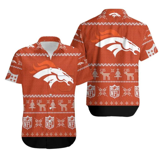 Denver Broncos Nfl Hawaiian Shirt Print Short Sleeve Hawaiian Aloha Shirt, NFL Hawaiian Shirt Moonbestprint