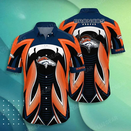 Denver Broncos Nfl Hawaiian Shirt Summer Short Sleeve Button Down Shirt Gift For Best Fans, NFL Hawaiian Shirt Moonbestprint