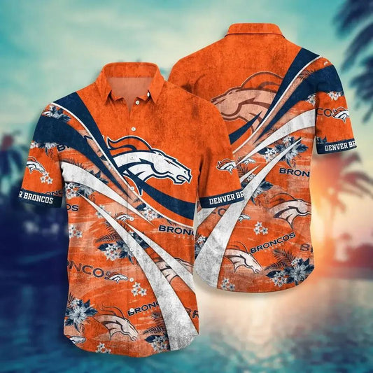 Denver Broncos Nfl Summer Hawaiian Sas Floral Pattern Graphic For Football Nfl, NFL Hawaiian Shirt Moonbestprint