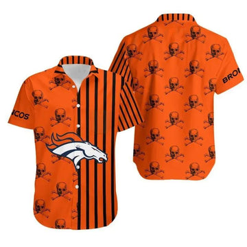 Denver Broncos Stripes And Skull Hawaii Shirt Summer Collection, NFL Hawaiian Shirt Moonbestprint