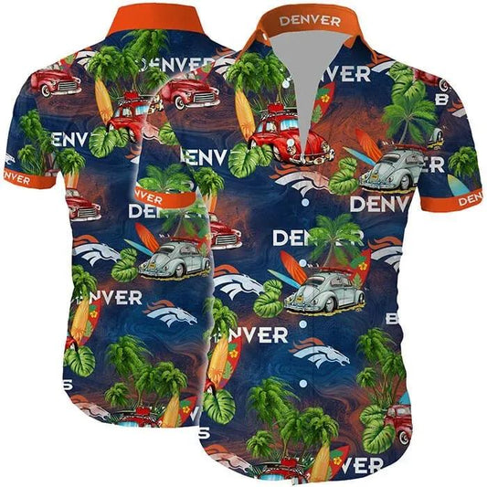 Denver Broncos Tropical Flower Short Sleeve Hawaiian Shirt, NFL Hawaiian Shirt Moonbestprint