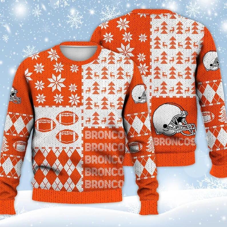 Denver Broncos Ugly Christmas Sweater, NFL Christmas Sweater Moonbestprint