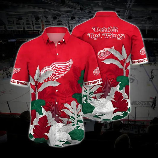 Detroit Hockey Hawaiian Shirt, Red Wings Hawaiian Shirt, Ice Hockey Hawaiian Shirt 1, NHL Hawaiian Shirt Moonbestprint