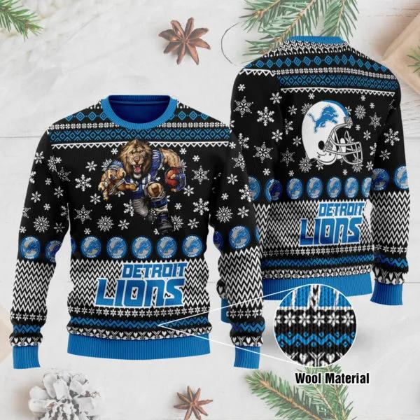 Detroit Lions 3D Printed Ugly Christmas Sweater, NFL Christmas Sweater Moonbestprint