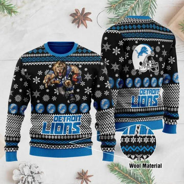 Detroit Lions 3D Printed Ugly Christmas Sweater, NFL Christmas Sweater Moonbestprint