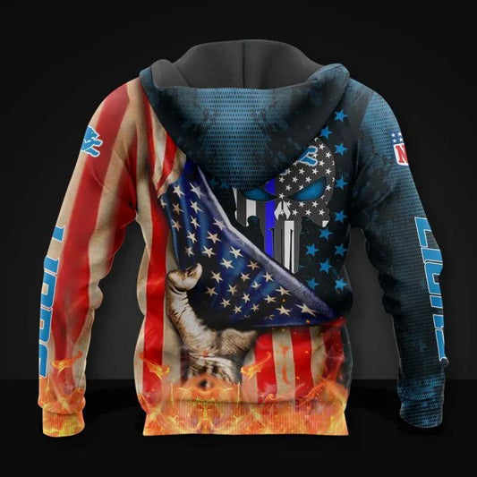 Detroit Lions American Flag All Over Print Hoodie, NFL Hoodie Moonbestprint